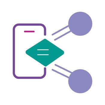 Mobile sharing and network connection icon. Modern flat design for data transfer, social media, and communication apps. vector