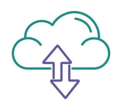 nube datos transferir y sincronización icono. moderno línea Arte símbolo para nube informática, en línea almacenamiento, y apoyo servicios. vector