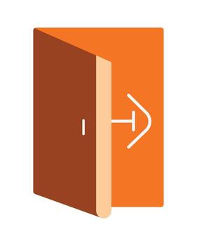 Exit or logout icon with an open door and arrow. Modern flat illustration for user interface, website button, or departure concepts. vector