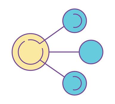 Network connection or share icon with a central hub. Modern line art for communication, social media, and technology concepts. vector