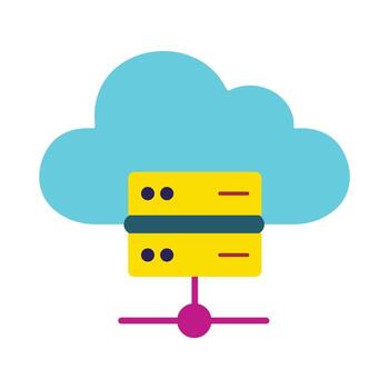 Cloud server and web hosting icon. Modern flat illustration for cloud computing, data storage, and online technology concepts. vector