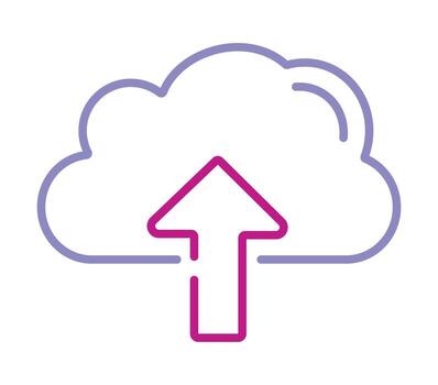 nube subir icono para datos almacenamiento y respaldo. moderno línea Arte símbolo para web, aplicaciones, y nube informática servicios. vector