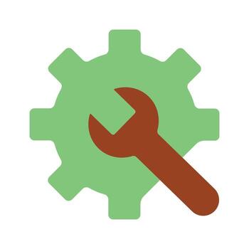 Servicio y ajustes icono con un llave inglesa y engranaje. un moderno plano símbolo para reparar, mantenimiento, y configuración conceptos. vector