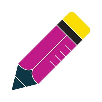 Colorful pencil icon for edit, write, and draw functions. Modern flat illustration for school, art, and creative projects. vector