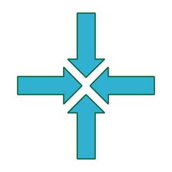 Four arrows pointing inward to a central point. Icon symbolizing focus, convergence, and collaboration. vector