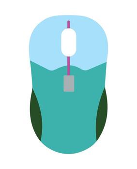 Colorful computer mouse illustration with scroll wheel. Simple graphic for technology, web browsing, and PC hardware. vector