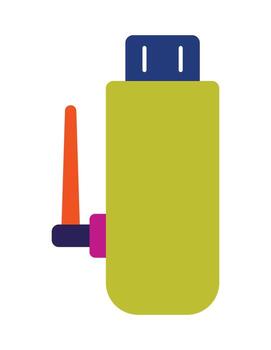 Wireless USB WiFi adapter icon. Modern flat illustration of a network dongle with an antenna for internet connectivity. vector