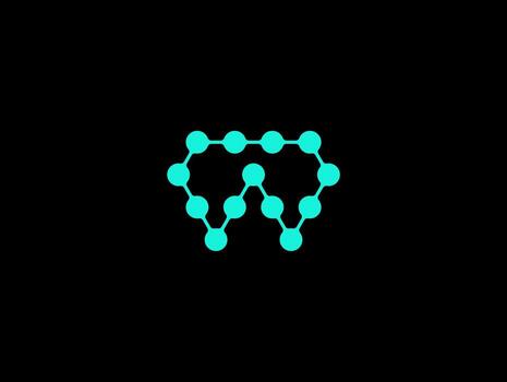 This is a modern and abstract logo featuring a dental-themed design. The logo is composed of connected dots that form the shape of a tooth, representing a digital network or scientific structure. vector