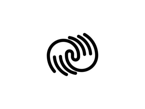 This abstract and minimalist logo features two hands intertwined in a spiral, symbolizing connection, collaboration, and partnership. The clean, modern lines make it versatile for various industries vector