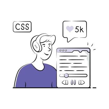 Tutorial Illustration with CSS Learning and Online Training vector