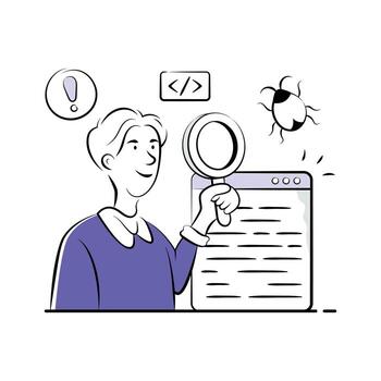 tomar un Mira a esta creativo ilustración de software depuración, error fijación vector