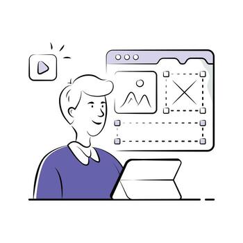 Interactive Website Illustration with Modern UI and Coding Concept vector