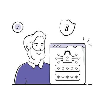Web Security Illustration with Password Protection and Shield Icon vector