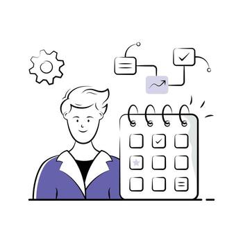 desarrollador manejo flujo de trabajo con tareas, comunicación, y codificación proceso. vector