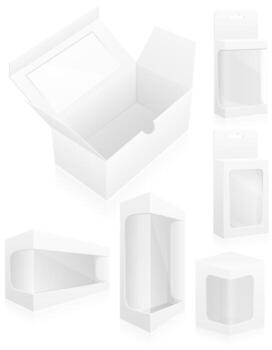collection of white packaging boxes vector