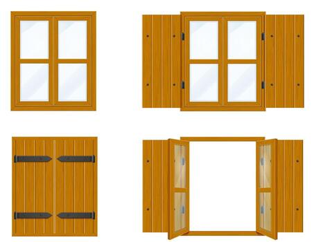 Wooden windows designs and styles vector