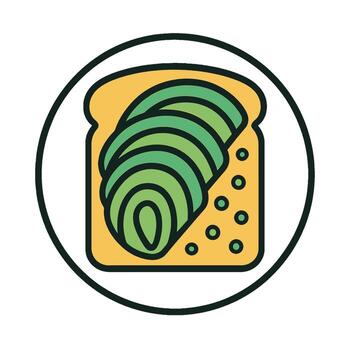 Avocado Toast Icon with Sliced Avocado on Bread. vector