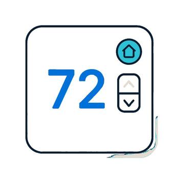 inteligente hogar termostato mostrando 72 grados Fahrenheit. vector