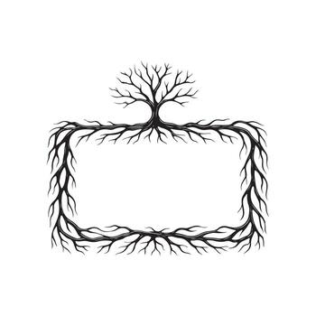 Tree Roots Frame with Decorative Nature Border Design vector