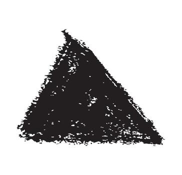 Hand-drawn grunge triangle shape. An abstract black element with a rough charcoal or crayon texture. vector