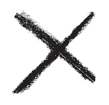 Hand drawn crayon X mark. Grunge cross symbol for voting, error, and design concepts. vector