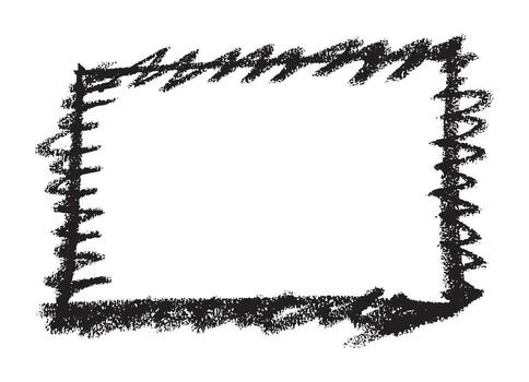 Black charcoal sketch border illustration. Artistic messy rectangle element isolated on a white background. vector