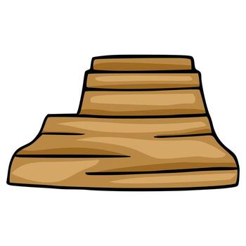 A illustration of a stylized, layered, brown rock formation, reminiscent of a simplified Mayan pyramid, perfect for design projects needing a unique earthy element. vector