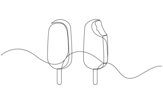 Ice Cream Bar, One Line Art, Minimalist Dessert, Continuous Stroke, Soft Serve Ice Cream Cone Continuous Line Art vector