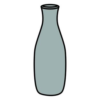 Three simple bottle illustrations with different color variations. From left to right, the bottles show a plain white, black, and gray tone vector