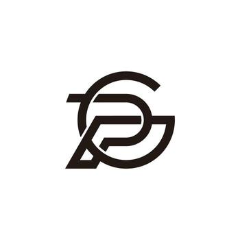 letter gp simple linked 3d overlap round geometric logo vector