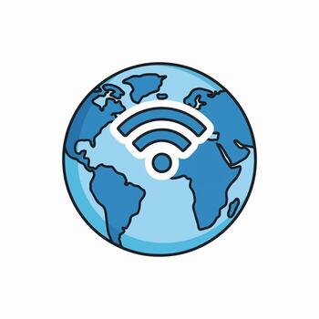 Global Wireless Internet Connection and Worldwide Digital Communication Network Signal Transmission vector