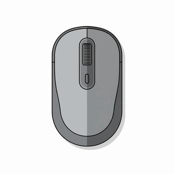 A Top Down View of a Wireless Computer Mouse with a Scroll Wheel and Buttons vector