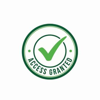 Green Checkmark Symbol Indicating Access Granted With Circular Badge Graphic Design Element vector
