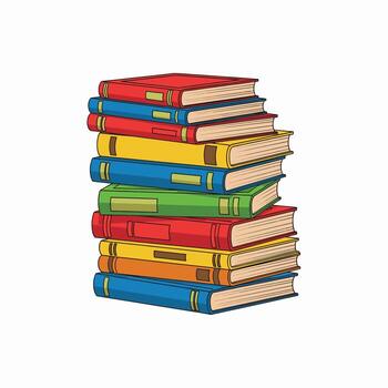 un vistoso apilar de de tapa dura libros con su paginas avivado ligeramente demostración su textual contenido y Unión detalle vector