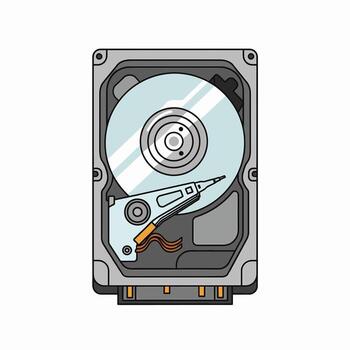 abierto ver de un difícil disco conducir demostración interno componentes para datos almacenamiento vector