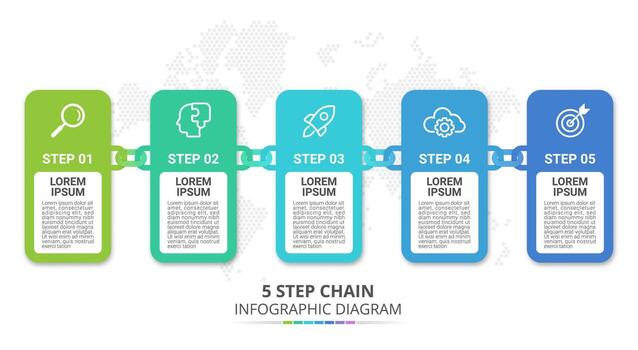 5 step chain infographic diagram vector