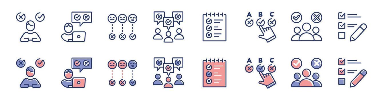 online survey icon line set business feedback questionnaire select checklist option review multiple choice opinion poll task evaluation signs illustration for web and app vector