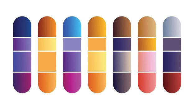 color paleta degradado combinaciones con rectangular secciones y redondeado tapas vector