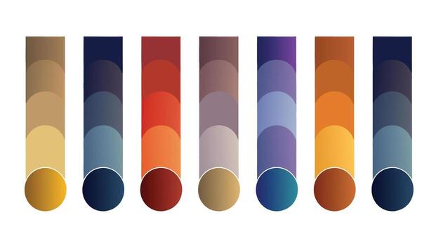 cromático degradado paleta con Siete armonioso color serie visualizado en segmentos vector