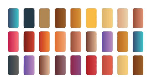 Chromatic Palette Gradation Array of Abstract Rectangular Shapes on a White Background. vector
