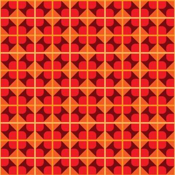 Checkerboard tartan style retro background with diamond shapes red orange tones seamless pattern vector