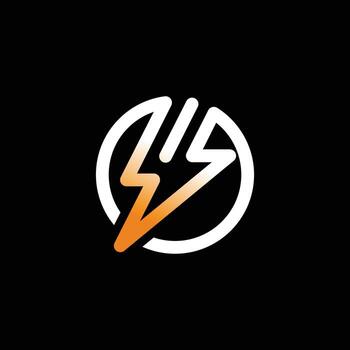 Lightning logo with bold line art style in a circle vector