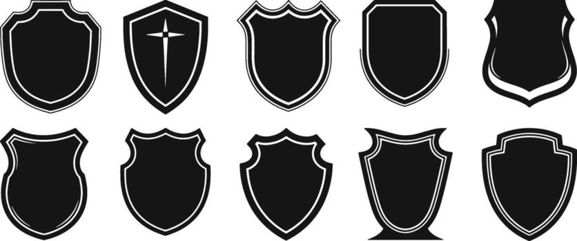 Shield icons set for Emblems and Crest vector