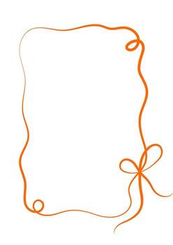 Elegant ribbon frame outline. Minimalist hand drawn frame with bow and swirls. vector
