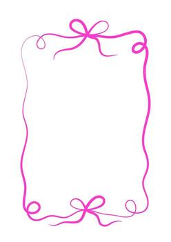 Elegant ribbon frame outline. Minimalist hand drawn frame with bows and swirls. vector