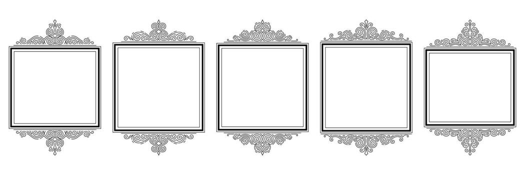 Set of line curl frames. Modern decorative linear backgrounds. vector