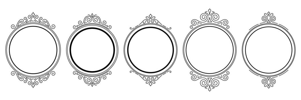 Set of line decorative curl frames. Modern decorative linear backgrounds. vector