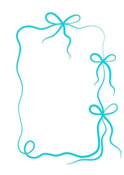 Ribbon frame outline. Minimalist hand drawn frame with bows and swirls. vector