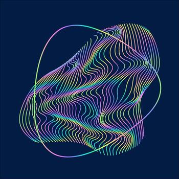 partículas y ondulado líneas en forma. lineal resumen ola estilo. vector