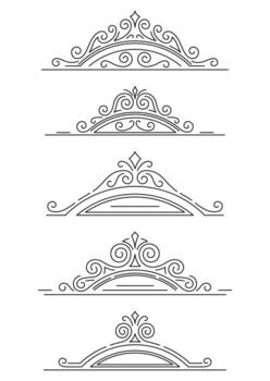 Set of line curl elements. Modern decorative linear dividers. vector